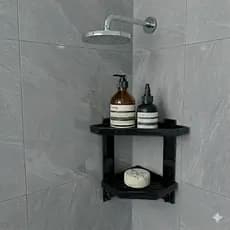 Porta Shampoo Parede Canto Banheiro Box Prateleira Dupla Multiuso