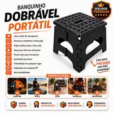Banquinho Plástico Dobrável 22cm Branco Multiuso