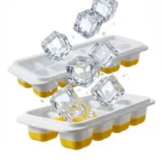 KIT 2 FORMAS, MOLDES PARA GELO COM FUNDO DE SILICONE E TAMPA PROTETORA - FORMINHA PREMIUM DE GELO 14
