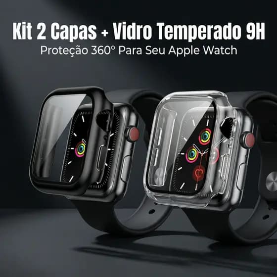 KIT com 2 Cases, Capa, Bumper de Proteção para Apple Watch todas as séries, Proteção smartwatch 360º