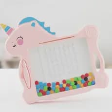 Brinquedo Lousa Mágica Magnética Unicórnio Infantil com Cartelas Azul e Rosa