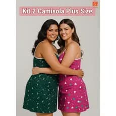KIT 2 Camisola Plus Size com Alça  Reguladora  Traje para dormir Estampado Gestantes Pós parto