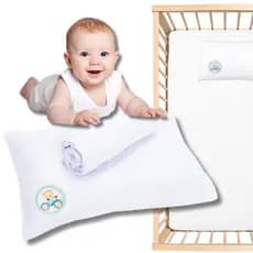 Kit Lençol Berço Americano 100% Algodão C/ Elástico e Fronha Branco Enxoval Bebê Mini Berço Jogo