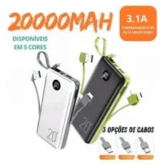 Power Bank 20.000mah Carregador Rápido Com Display Portátil iPhone E Samsung Usb-c
