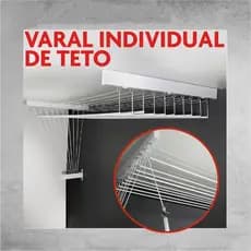Varal De TETO Individual 12 Varetas Alumínio REFORÇADO  - BITENFER VARAIS COM ROLDANAS