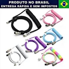 Cabo Coiled para teclado mecânico conector USB Tipo-C PC gamer Nylon