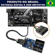 ADAPTADOR USB 2.0 DE 9 PINOS INTERNO DA PLACA-MÃE - HUB SPLITTER 2 ou 4 PORTAS
