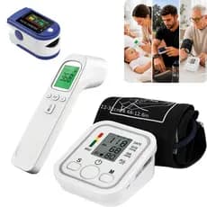 Kit Medidor De Pressão Arterial + Termômetro digital + Oxímetro Kit saude familia completo 3x1