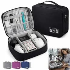 Bolsa Organizadora De Cabos E Acessórios Eletrônicos Carregador fone Com divisória Viagem