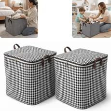 Kit 2 Caixas Organizadoras 110L Dobrável Impermeável Guarda Roupas Edredom brinquedos