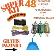 Prendedor pregador de Roupa plástico 48Unid + cesta para grampo + 2 cordas para varal + pazinha de brinde  lavanderia