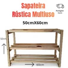 Sapateira Madeira RÚSTICA 3 prateleiras organizadoras,  organizador RUSTICO, sapateira RÚSTICA organizadora