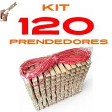 Kit 120 Prendedores de Roupa de Madeira, molas em aço galvanizado, kit pregador 120 kit grampo, grampo, pregador, prend