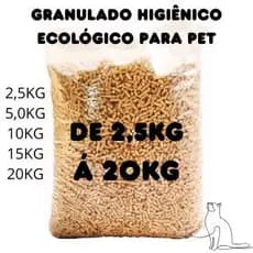 Granulado Higiênico Ecológico Para Pet de 2,5kg, 5kg 10kg 15kg e 20kg granulado, areia madeira, areia ecológica P/ Pet
