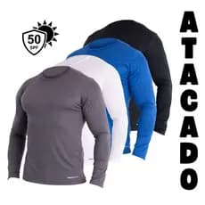 ATACADO 10 Peças Camiseta Térmica Masculina Proteção UV50+ Manga Longa Segunda Pele