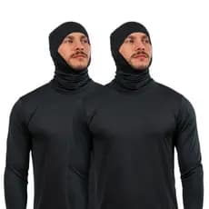 Kit Camiseta Manga Longa Peluciada com Touca Balaclava Articulada para Motoqueiros