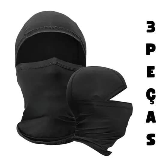 3 Balaclava Touca Articulada Preta Unissex Touca Ninja Peluciada para Frio Andar de Moto