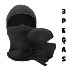 3 Balaclava Touca Articulada Preta Unissex Touca Ninja Peluciada para Frio Andar de Moto