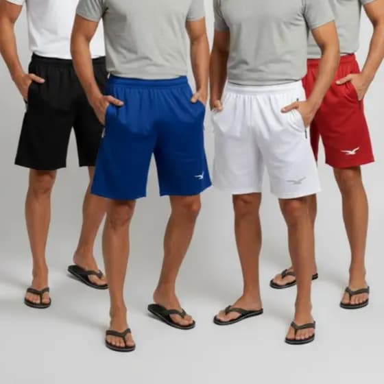 Kit 5 Bermudas Masculinas Básicas - DryFit - Malha Leve e Confortável - Pronta Entrega Origins