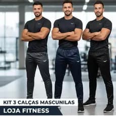 Kit 3 Calças Forrada Com Bolsos Calça Masculina Para Academia Casual Slim Fit