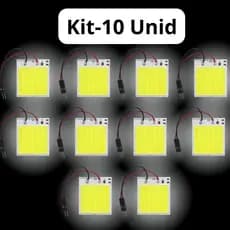 Kit Placa 48 Leds Cob T10 Torpedo 12v 10w Luz Interna  teto leitura fita dupla face painel interior carro caminhão mala