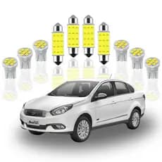Kit Lâmpada led Fiat Grand Siena ( Farolete Placa Teto Ré ) pingo T10 Torpedo 41mm 1 polo 1156 Meia Luz salão
