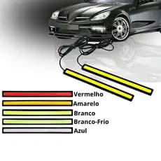 Par Barra Fita Led Drl Flexível Farol Auxiliar 17cm 12v Automotivo Universal Cob Cortesia  Branco Vermelha Azul Amarelo