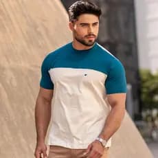 Camiseta Masculina Slim Fit Bicolor Premium – Moderna, Confortável e Estilo Social Casual