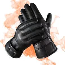 Luva Motoqueiro Unissex Couro PU Forrada Térmica Impermeável Antiderrapante Corta Vento