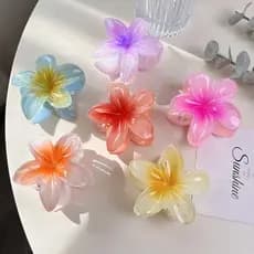 kit com 3 Presilhas Flor Transparente com Glitter – Estilo Doce e Brilhante | 8 cm