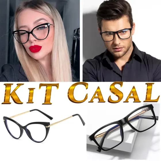 Kit Armações de Óculos Casal Elegantes (2 itens)  feminino e masculino  ATACADO