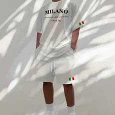 Camiseta + Short Bermuda Mole Milano Italia Italy City T-Shirt Camisa Conjunto Academia