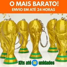 Kit Chaveiros Taça Troféu Copa do Mundo 2026 Lembrancinha Festa Futebol Revenda