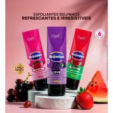 Combo Esfoliante Corpo e Rosto Beijinhos 100g - Melancia, morango, uva.