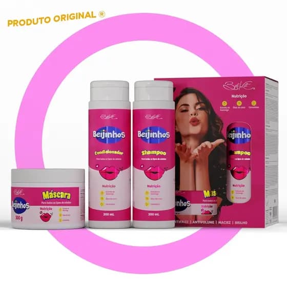 Kit Capilar Beijinhos de Morango (3 itens) BELKIT | Hidratação intensa.