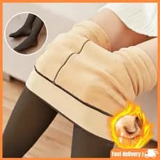 Meia-Calça Térmica Forrada Peluciada Translúcida De Lã Quente Feminina Para Inverno