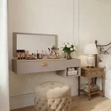 Penteadeira Suspensa Com Espelho E Gaveta Body Splash Make UP Quarto Closet Luxo Nicho Organizadora