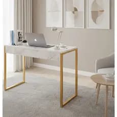 Mesa de Escritório Home Office Estilo Industrial - Metalon Dourado Mega
