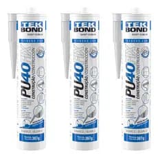 Silicone PU 40 kit 3  fix cola tudo construcao calhas branco tek bond alta aderencia