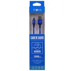 Cabo de Dados Micro USB V8 Android Inova 1 Metro Azul CBO-5826 Carregamento e Sincronização