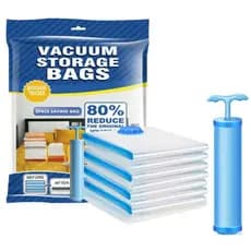 Kit 3 Pçs Saco a Vacuo Com Bomba Guarda Roupa Edredom Cobertor Malas Viagem Organizador Reforçado