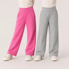Kit 2 Calças Wide Leg Juvenil Menina Moletinho Pantalona Confortável Inverno 8 ao 16 Anos