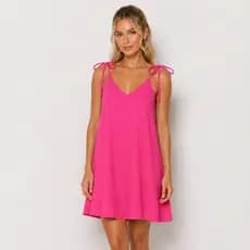 Vestido Feminino Curto Com Amarração no Ombro Vestido Casual Feminino Leve Soltinho