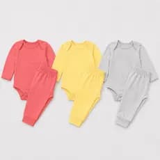Conjunto Infantil Bebê Menino ou Menina Body Longo + Calça Mijão em Algodão P ao 3 anos Enxoval