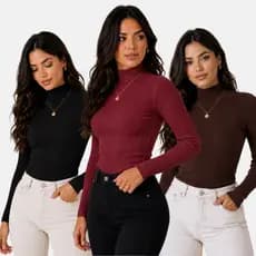 Kit 3 Blusa Manga Longa Feminina Cacharrel roupa de frio feminina blusinha feminina