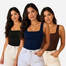 Blusinha Feminina Regata Decote Quadrado Blusa Elegante Regata Feminina Elegante