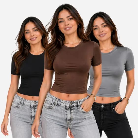 KIT 2 Baby Tee Feminina de Compressão Blusa básica dia a dia Academia Camiseta