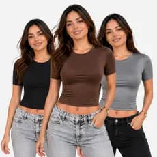KIT 2 Baby Tee Feminina de Compressão Blusa básica dia a dia Academia Camiseta