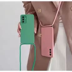 Capa Case Luxo De Silicone com Alça/Cordão Transversal Para Samsung A14 / A15 / A24 / A25 / A35 / A55 Alta RESISTENTE