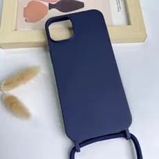 Capa Capinha AZUL MARINHO com Cordão Lisa com suporte de pescoço transversal para Iphone 11 12 13 14 15 16 plus pro max